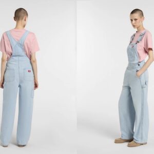 LOOSE DENIM BIB W FOG BLUE